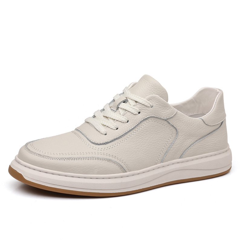 First-Layer Cowhide Spring New Men's Casual Shoes Genuine Leather Breathable Men's Leather Shoes White Shoes Sneakers Men's Shoes