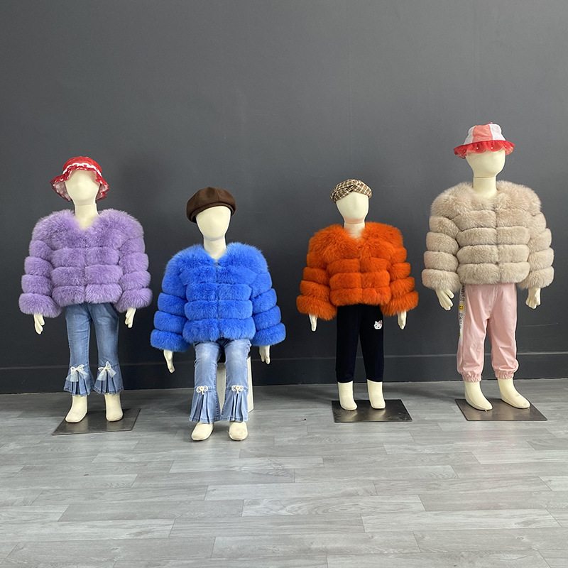 European and American faux fox fur coat children's fur coat stitching warm thickened fur children's clothing winter coat