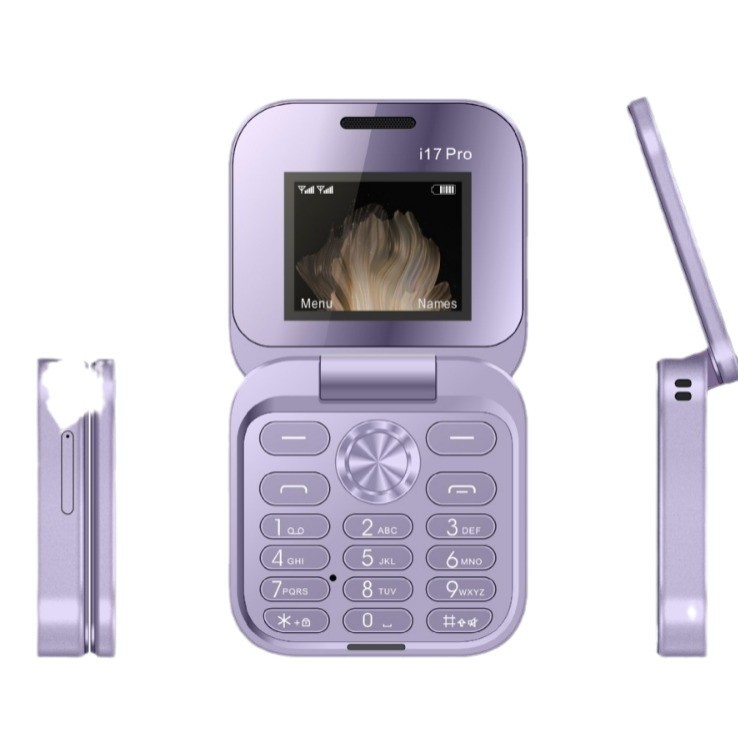 Cross-border hot selling i17pro small mobile phone elderly machine flip double card double standby large volume font elderly machine wholesale