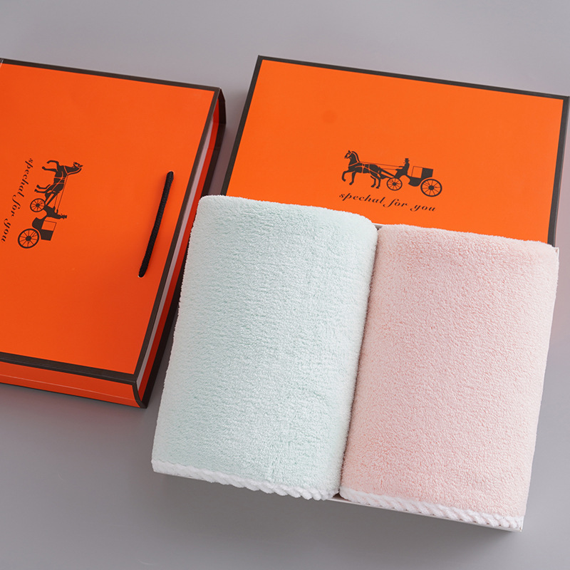 Towel Gift Box Thickeneded Coral Velvet Household Soft Absorbent Facial Towel Gift Opening Event Souvenir Can Be Embroidered with Logo