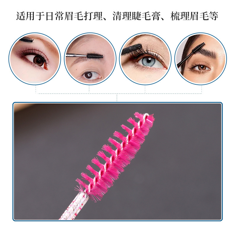 Cross Border Disposable Tube Mascara Brush Portable with Diamond Independent Packaging Eyelash Comb Makeup Eyebrow Brush Eyelash Brush