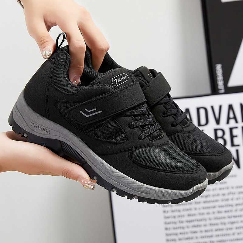 Women's Autum New Walking Shoes for Middle-Aged and Elderly Mothers with Velcro, Convenient Hiking Shoes, Solid Color Versatile Single Shoes, Dropshipping