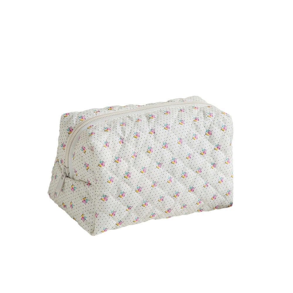 Cotton Floral Quilted Lipstick Storage Bag Women's Cosmetic Storage Bag Headset Data Cable Cosmetic Bag Wallet