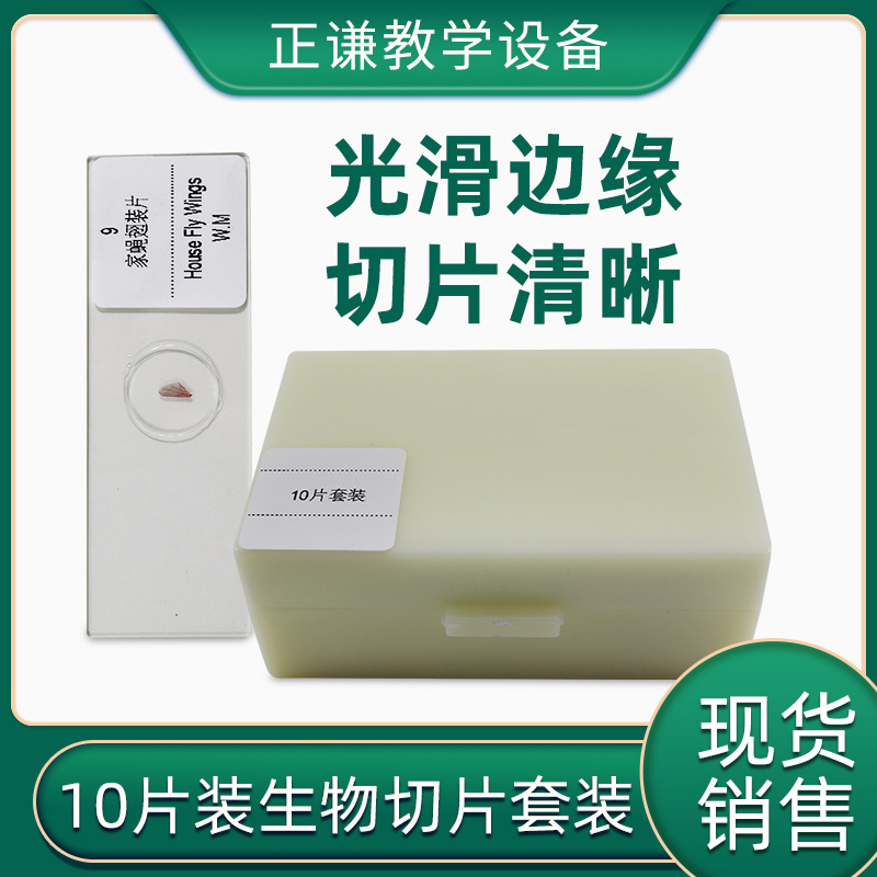 В наличии, учебные принадлежности, набор из 10 биологических срезов для микроскопа