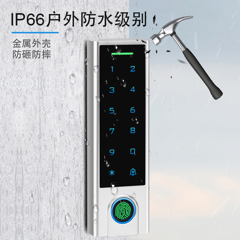 Factory Direct Sales Zinc Alloy Graffiti Smart Wifi Narrow Version Fingerprint Swipe Password Waterproof Access Control All-In-One Machine