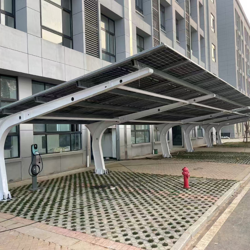 Tianjin Manufacturer Customized Photovoltaic Carport Steel Frame Outdoor Large Parking Lot Steel Frame Carport Steel Structure Carport