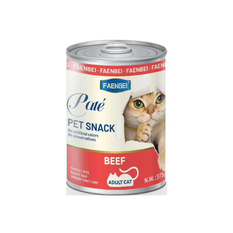 Faenbei Cross-Border English Pet Canned Meat Puree Can Cat Snack Mousse Meat Puree Cat Can 375g