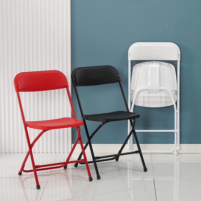 White Plastic Exhibition Folding Chair Backrest Chair Simple Knot Activity Concert Outdoor Rental Celebration Exhibition Chair