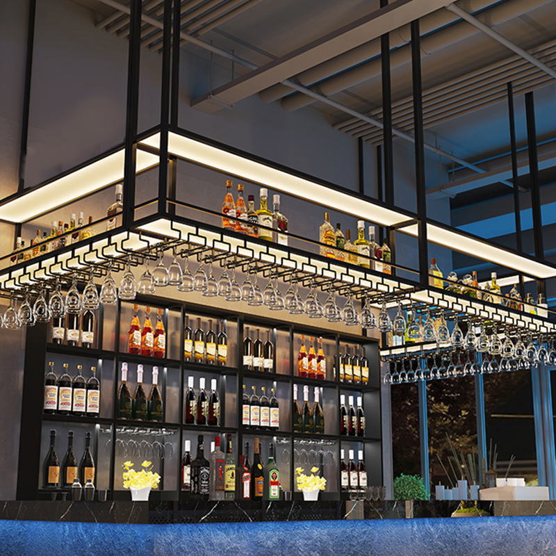 Factory Direct Sales Bar Counter Hanging Upside down Storage Rack Light Luxury Glass Cup Holder