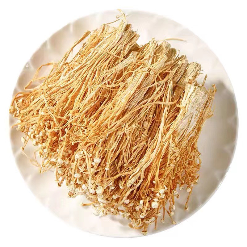 Directly Supplied from the Place of Origin Gutian Enoki Mushroom Dry Goods Wholesale Cut Root Unopened White Golden Needle Dried Enoki Mushroom Edible Fungi