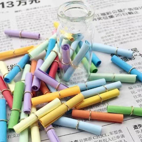 Color Mini Wish Paper Roll Wish Pool Wish Bottle Blessing Message Small Paper Confession Colored Paper with Metal Ring