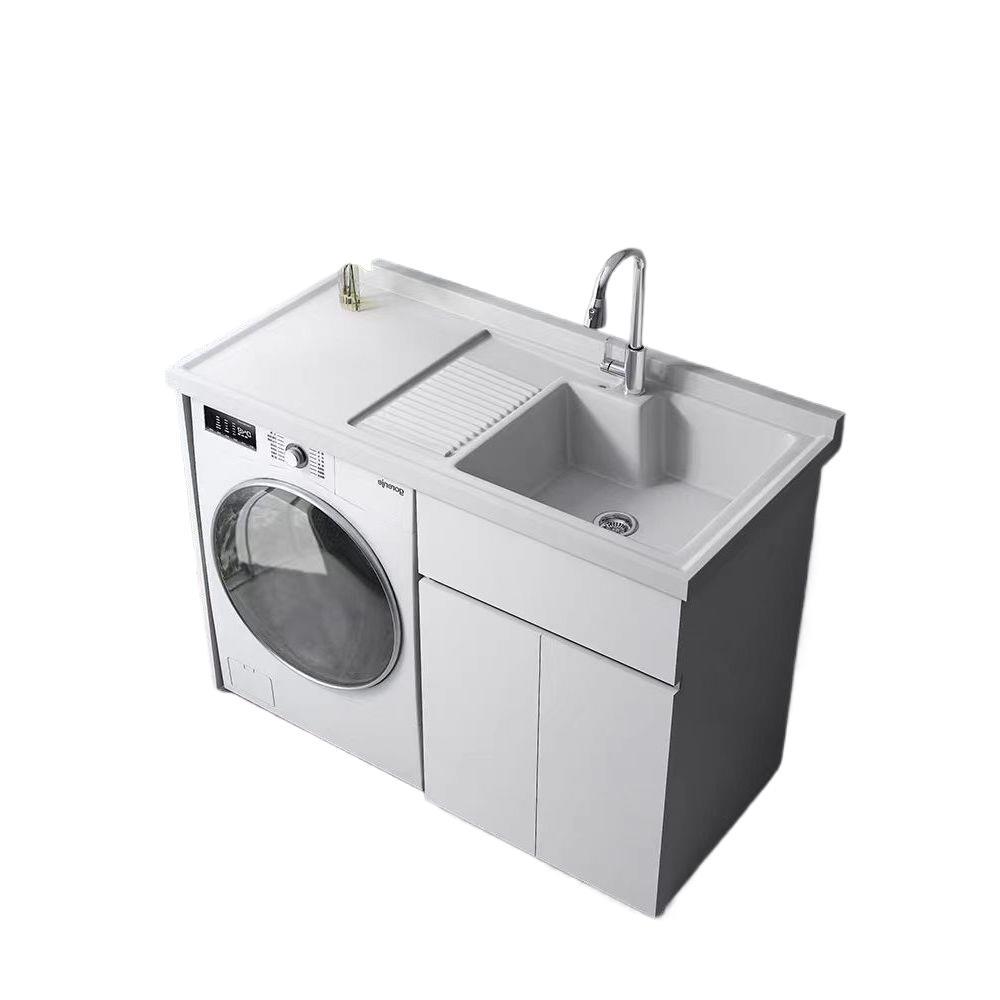 Honeycomb Aluminum Integrated Laundry Cabinet with Quartz Countertop Basin, Balcony Cabinet, Washbasin with Washboard Combination Laundry Companion