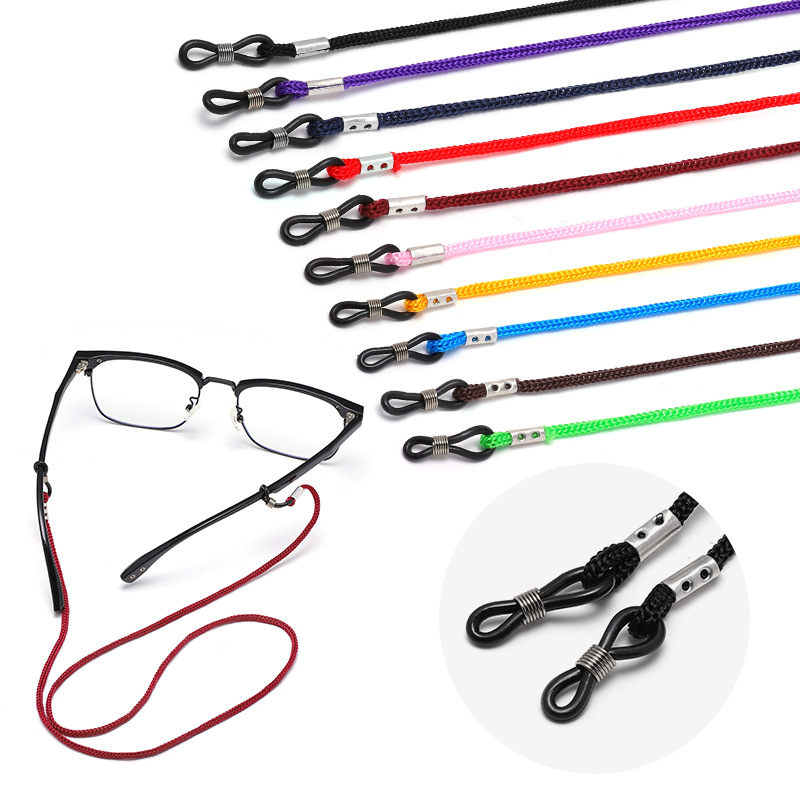 Black Glasses Rope Adjustment Reading Glasses Myopia Sunglasses Rope with Lanyard Hanging Neck Glasses Chain Anti-Lost and Anti-Fall Rope