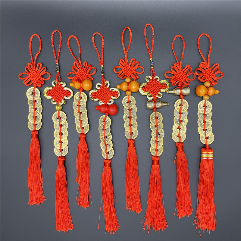 Wudi money pendant real copper pure copper peach gourd Chinese knot copper pendant car pendant stall travel supplies