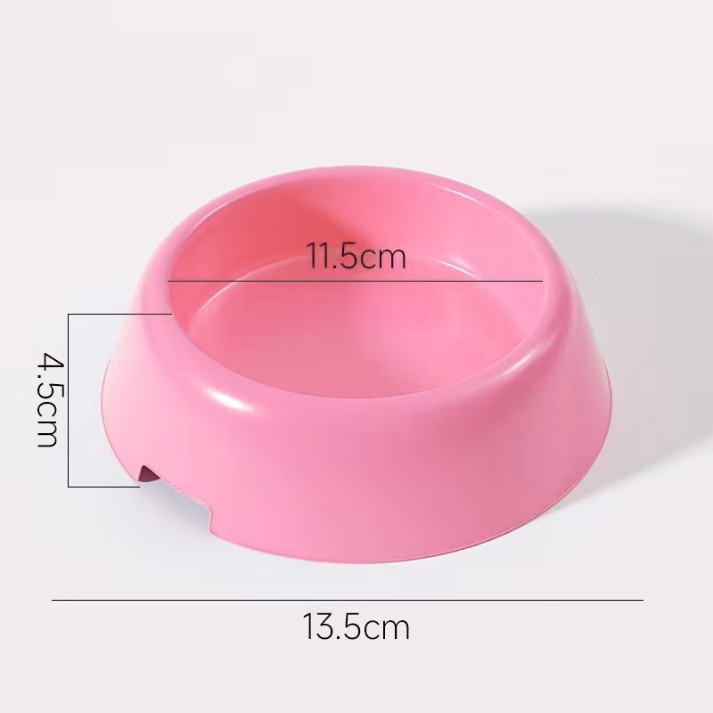 Puppy and Kitten Plastic Pet Bowl Candy Color Dog Bowl Round Single Bowl Cat Bowl Food Bowl Yellow Pet Food Bowl Rice Bowl