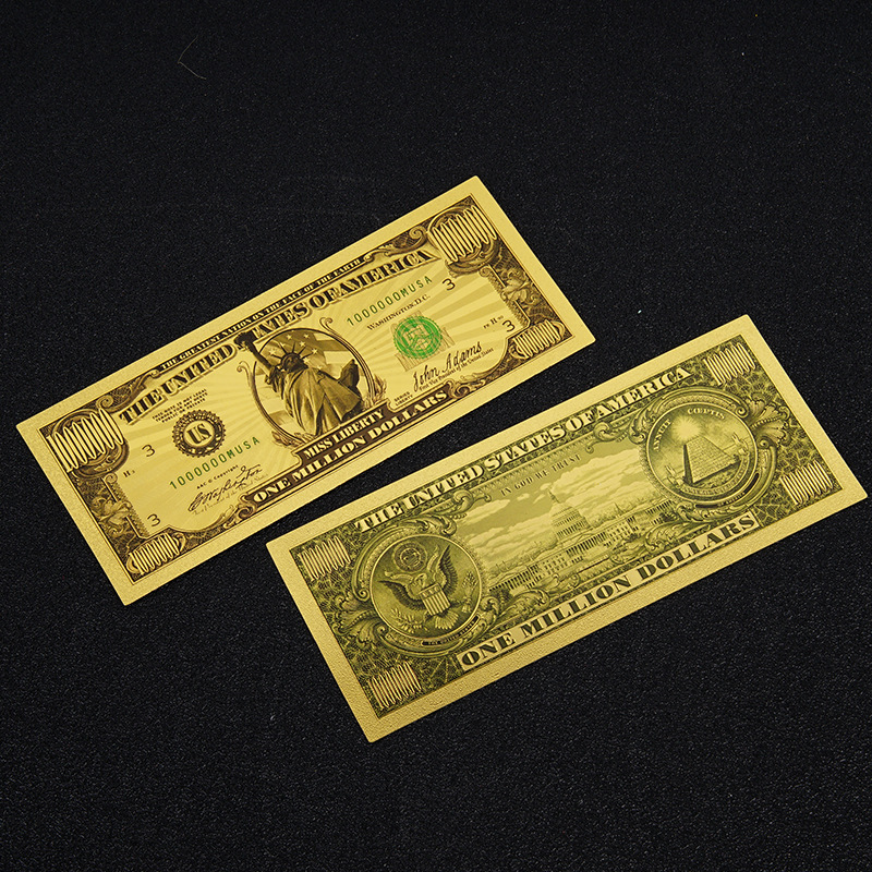 Gold Foil Commemorative Coin Pet Plastic Gold Foil Gold Banknote Lettering Colorful Double-Sided Colorful Printing 1000000 Yuan Commemorative Coin Customization