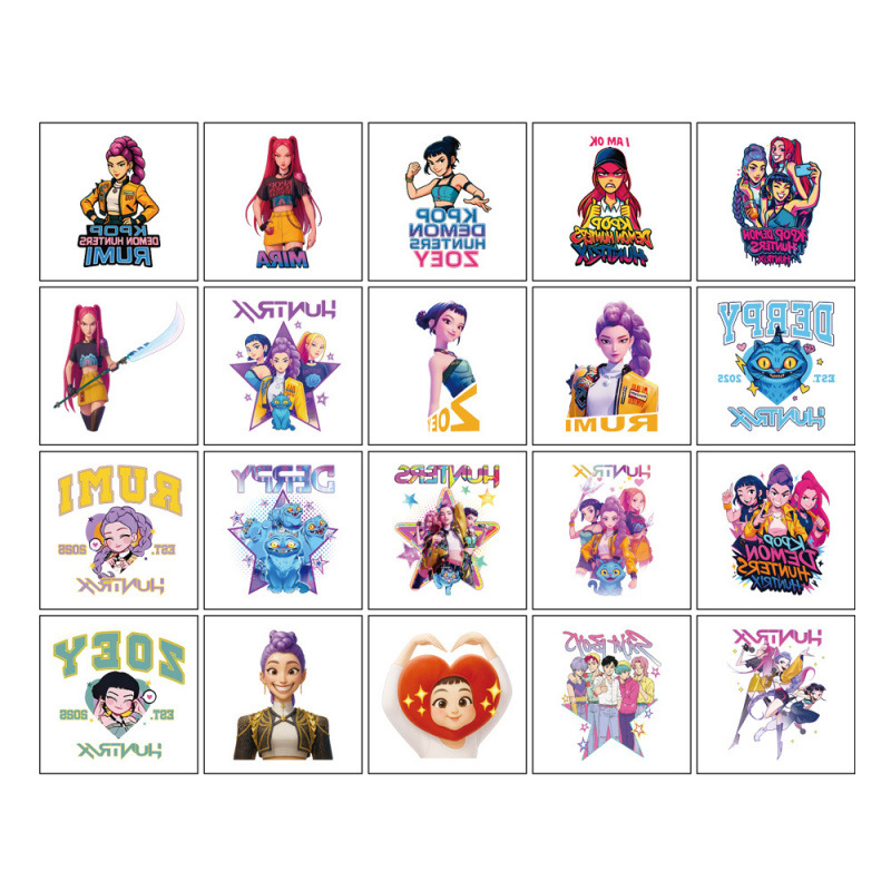 Cross-Border K-Pop Hunter Witch Group Tattoo Stickers 20 Cartoon Tattoo Stickers Water Transfer Tattoo Birthday Party