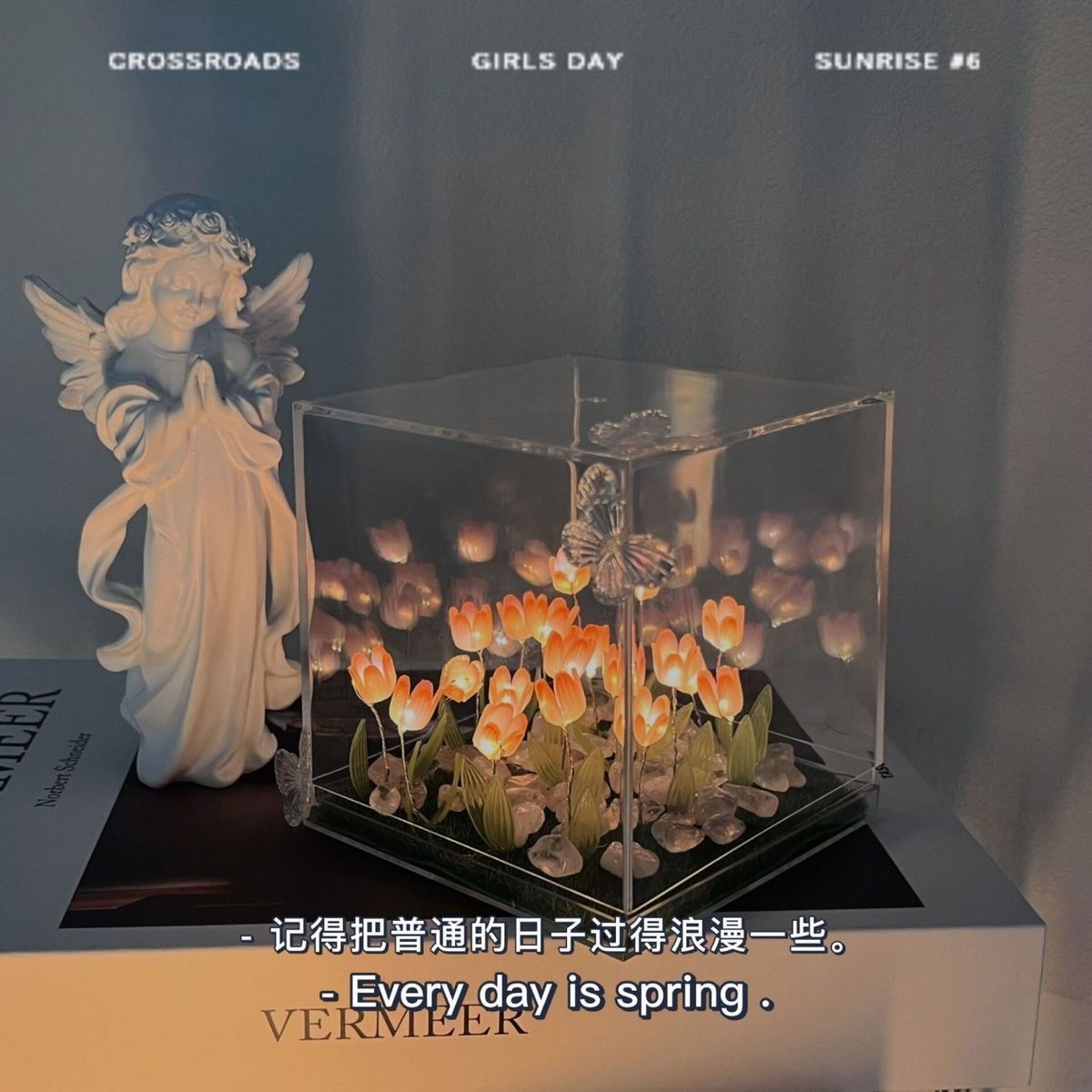 Tulip Nightlight Handmade DIY Gift Material Birthday Gift for Girlfriend Girl 520 Hand Gift Flower Sea Rubik's Cube