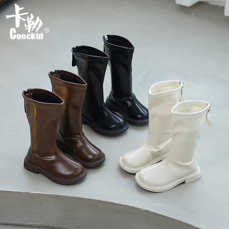 Детские высокие ботинки для девочек осень и зима 2025 новые детские туфли, ботинки для девочек, модная обувь