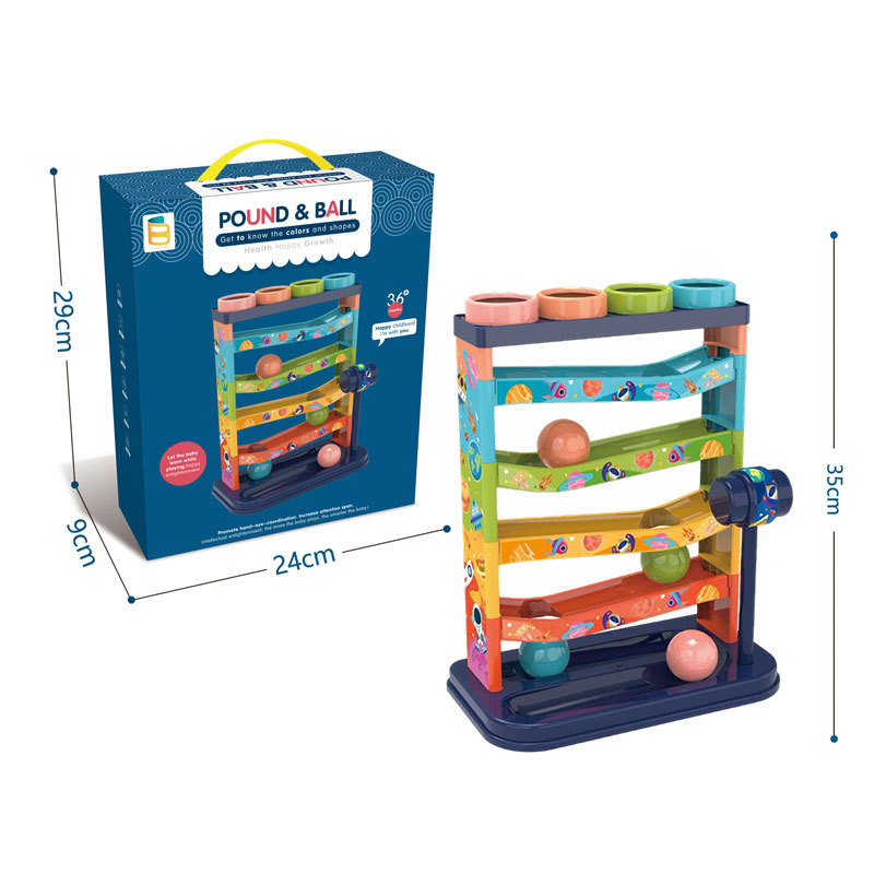 Cross-Border Kidsren's Early Education Track Percussion Abs Material Multi-Layer Building Hammering Creative Track Slide Educational Toy