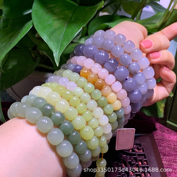 Wholesale Natural Xinjiang Hetian Jade Sugar White Bracelet with Jasper Cat's Eye Pendant for Women in Stock