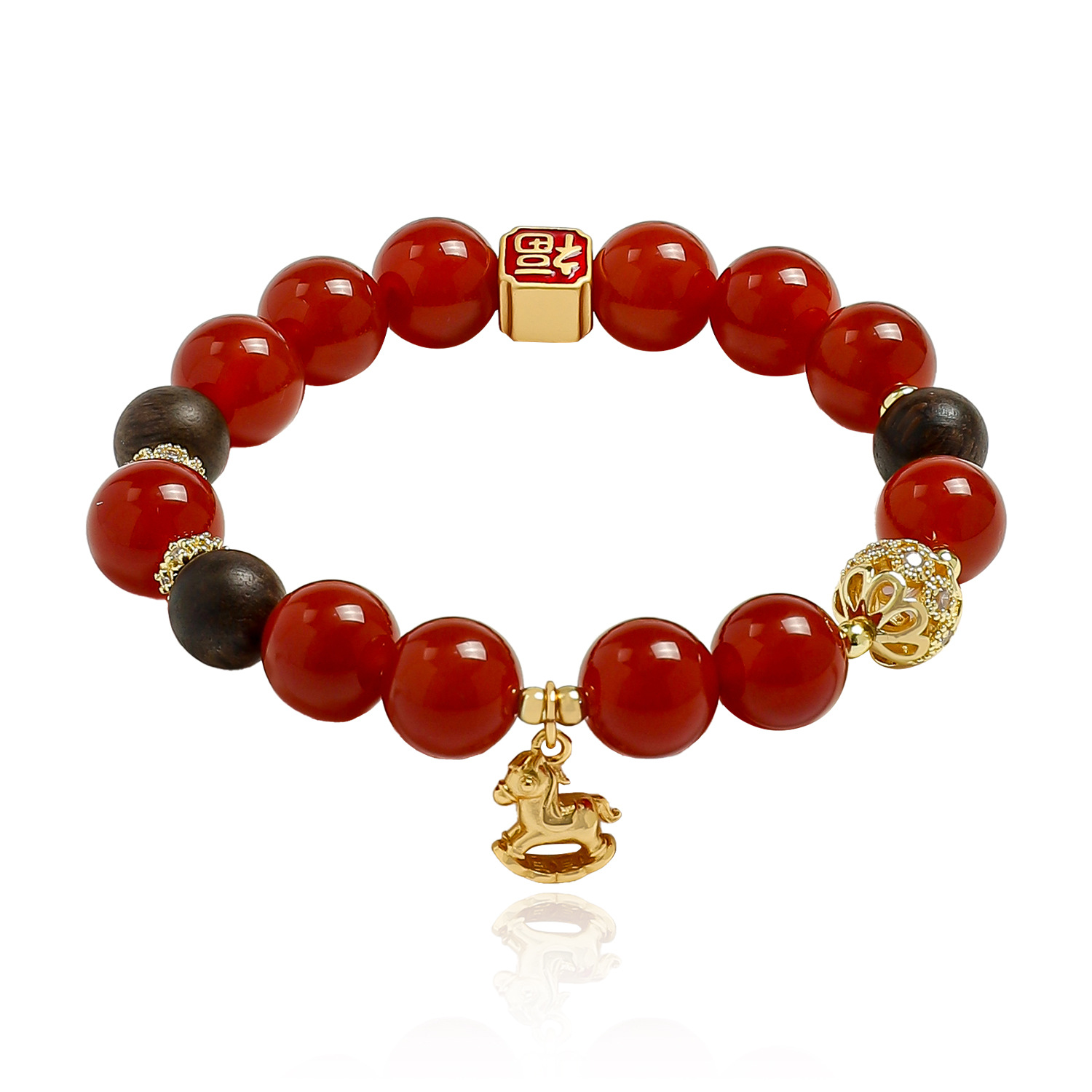 Year of the Horse New Natural Red Agate Bracelet for Girls in the Year of the Horse, Festive Bracelet Crystal Live Broadcast Hot Sale Wholesale