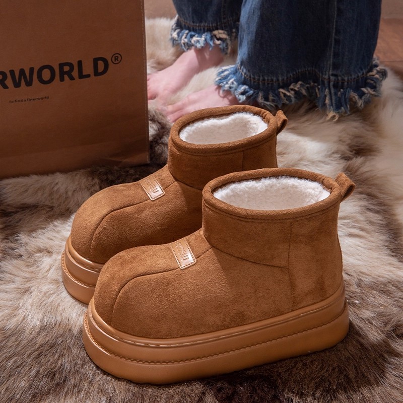 Теплые хлопковые туфли для женщин, новые зимние тапочки 2025 года, несоскользящие, с флисовой подкладкой