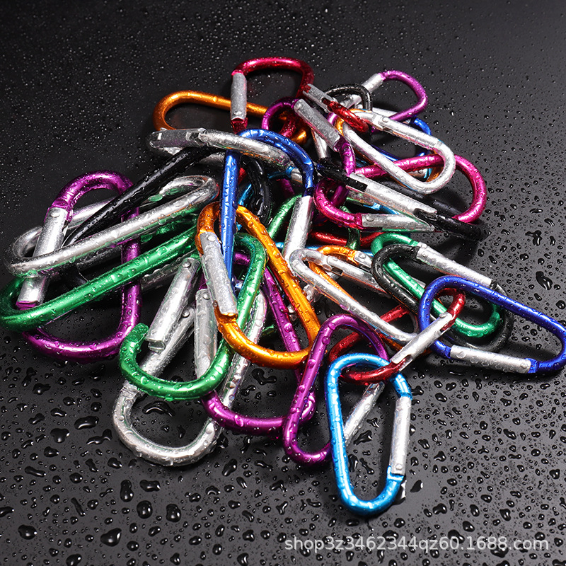 Aluminum Alloy No. 6 D-Type Carabiner Manufacturer Spot Direct Sales Metal Quick-Release Buckle Key Chain Water Bottle Buckle Backpack Buckle