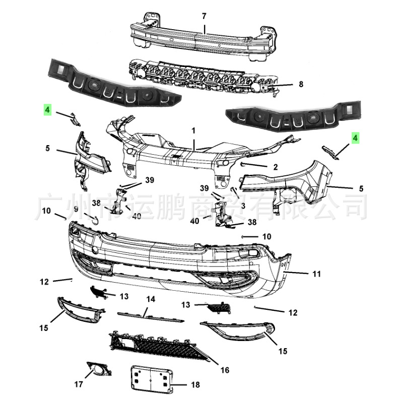 Suitable for Jeep 19-23 free light front bumper bracket 68287856AB 68287857AB