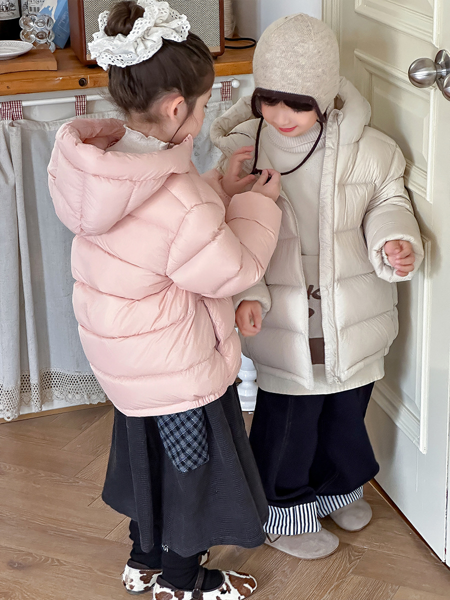 2025 New Children's down Jacket Puff Style Boys and Girls Medium and Large White Duck down Coat Winter Thickened Coat Trendy