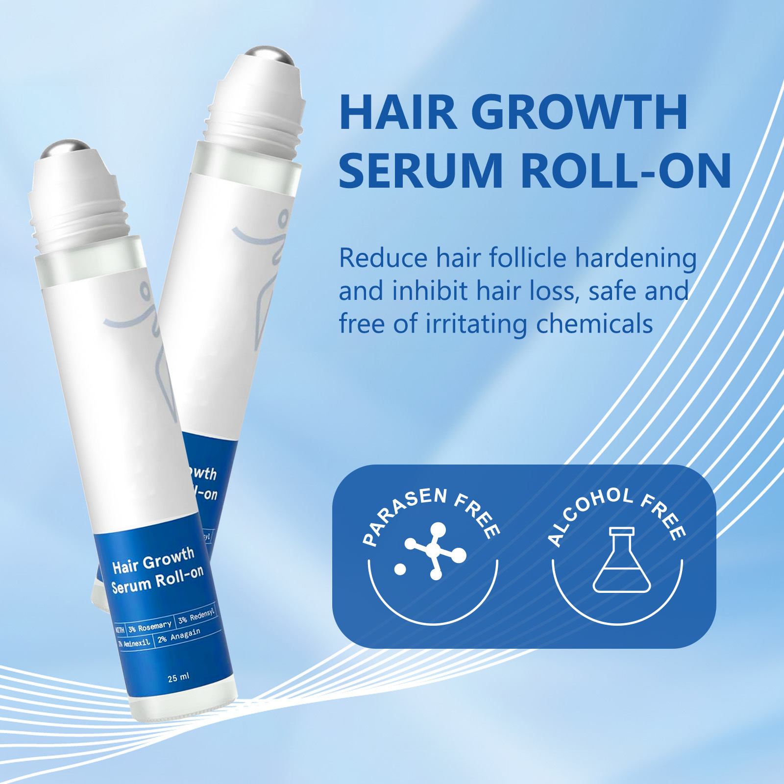 Cross-Border Unscented Hair Roller Ball Essence Gently Cares for Scalp and Nourishes Hair Roots Roller Ball Essence 25ml