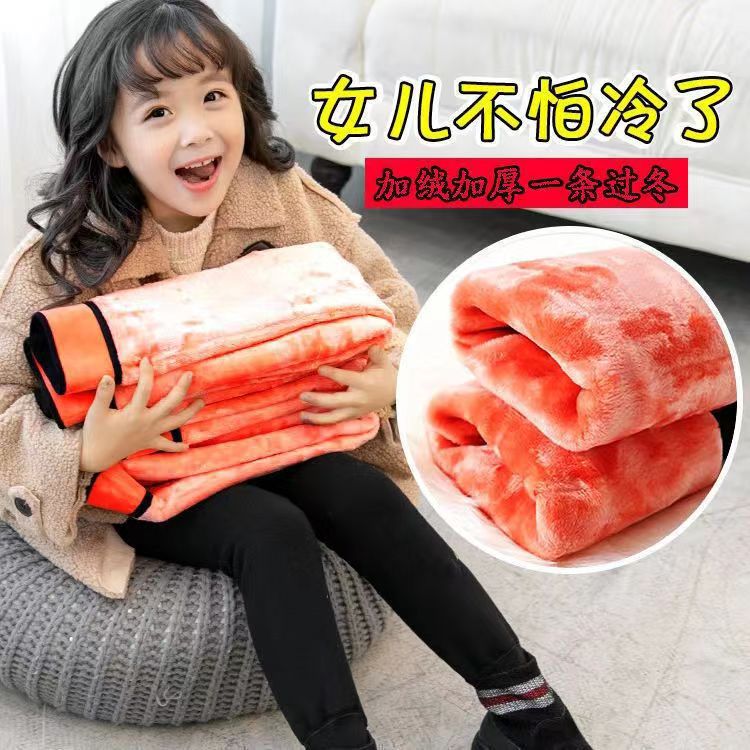 Флисовые леггинсы для девочек на весну и осень, утолщенные хлопковые брюки для верхней одежды, черные, теплые, с высокой талией