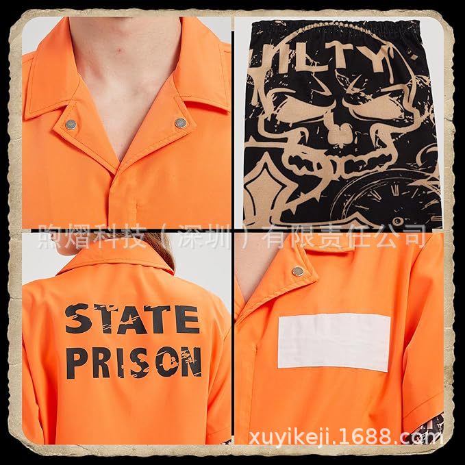 Cross-Border Halloween Cosplay Adult Prisoner Costume Prisoner Suit Suit Play Suit American Prison Uniform