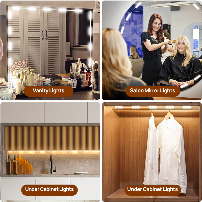 Makeup lamp usb three-color dimming self-adhesive mirror cross-border makeup mirror bulb Hollywood mirror headlight source manufacturer