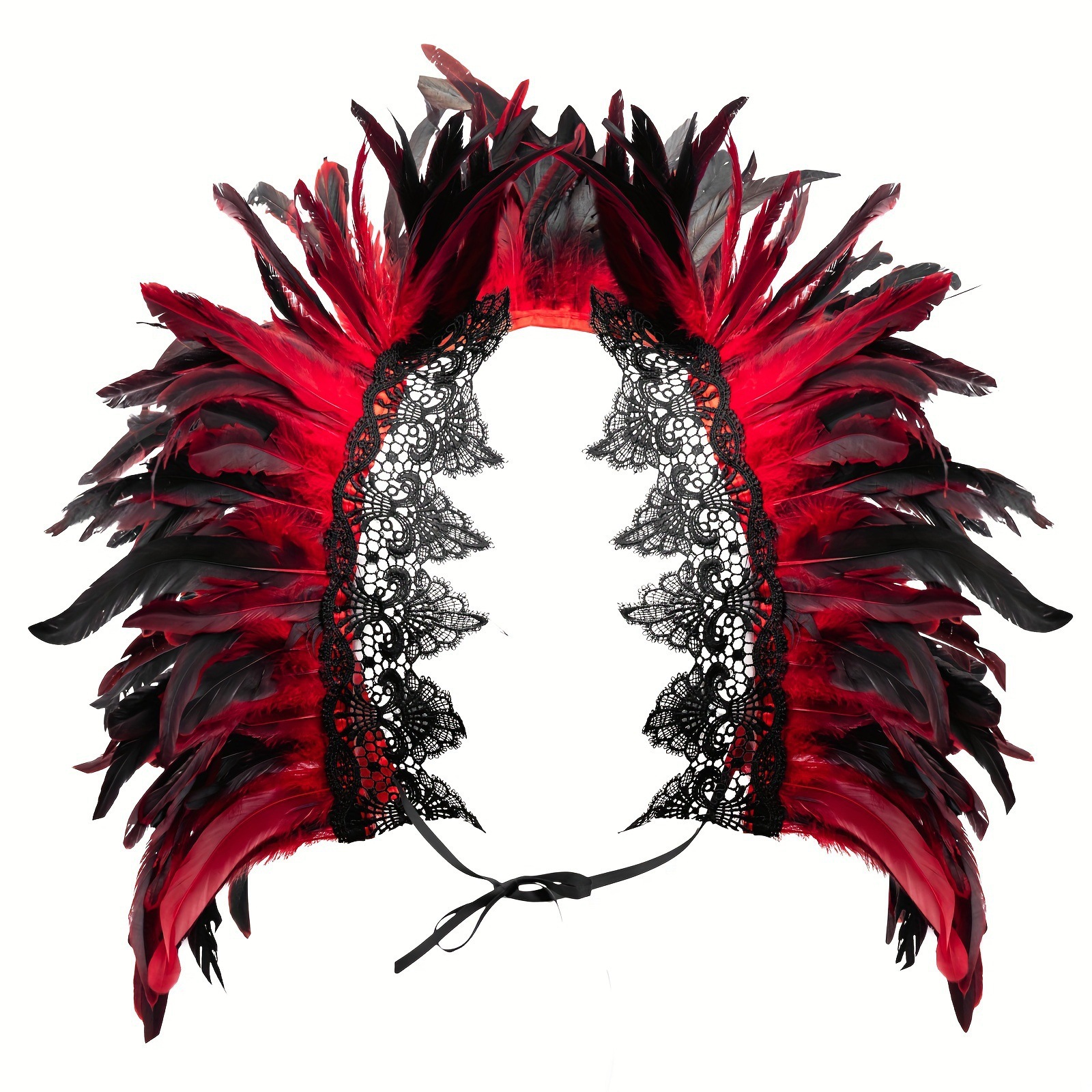 Cross-Border Halloween Gothic Style Feather Lace Long Shawl Stage Catwalk Masquerade Halloween Costume