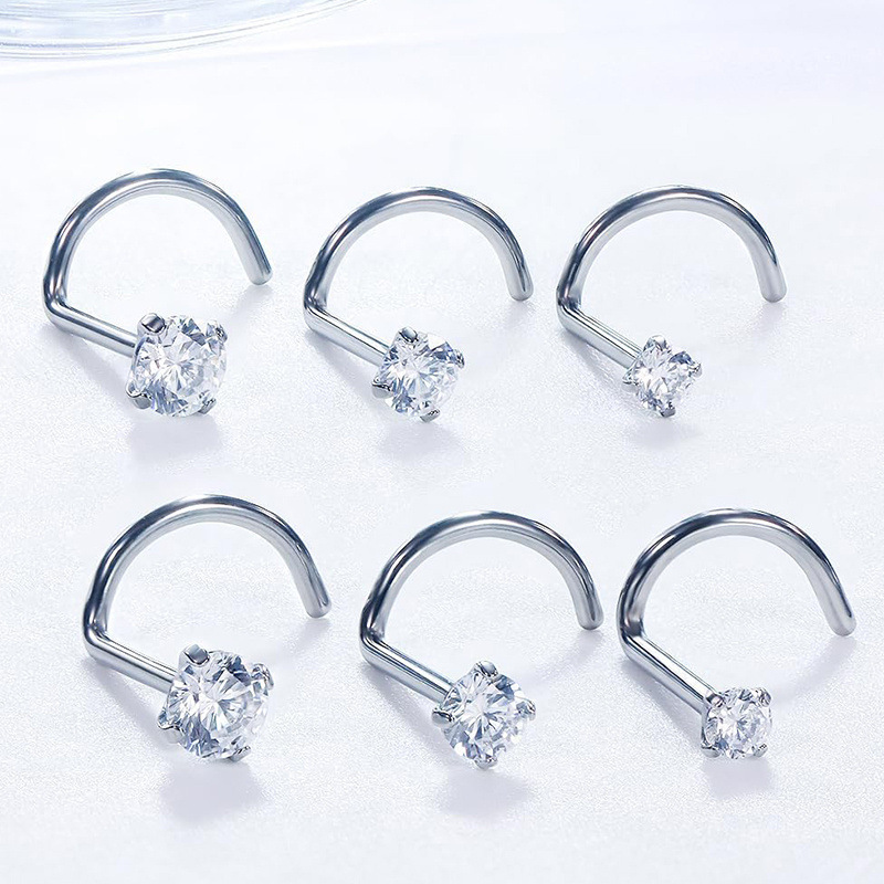 Stainless Steel Nose Nails, Nose Rings, Earrings, Cross-Border Piercing Jewelry, Zircon Ear Bone Nails, Earrings, Factory Direct Supply Wholesale