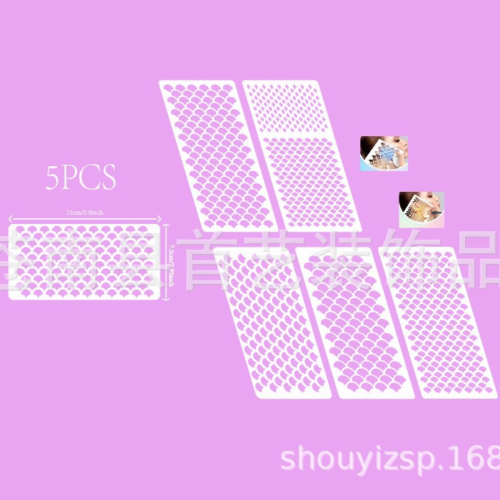 Labeling on behalf of 5 4 mermaid proportion template makeup fish scale shading spray flower hollow hand account painting DIY