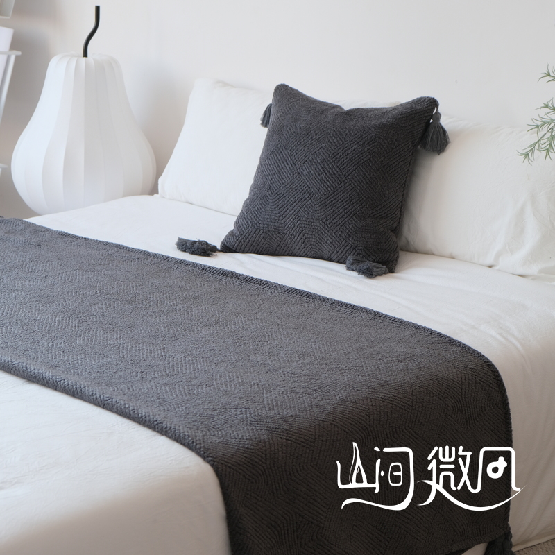 Wabi-Sabi Vintage Style Bed End Blanket, Bed End Towel, Blanket, Bed Towel, Cover Blanket, Bed Flag for Guesthouses, Hotels, Inns, Coffee Color, Brown