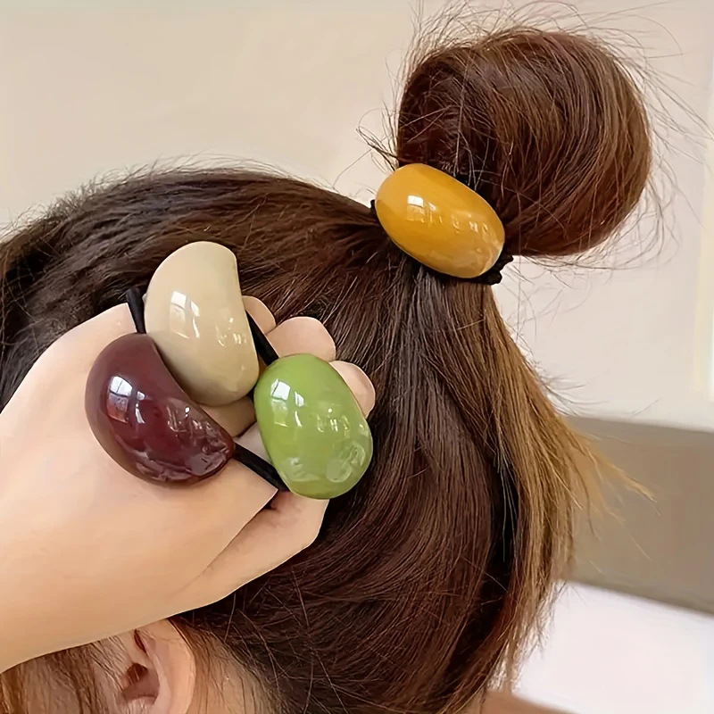 Простая геометрическая овальная резинка для волос, модная полукруглая резинка для хвоста, черная резинка, Южная Корея