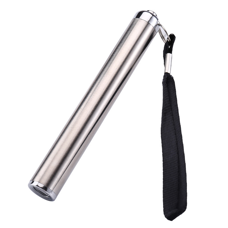 Hand pressure small flashlight electronic strong light spotlight stainless steel portable lighting LED light mini carabiner key