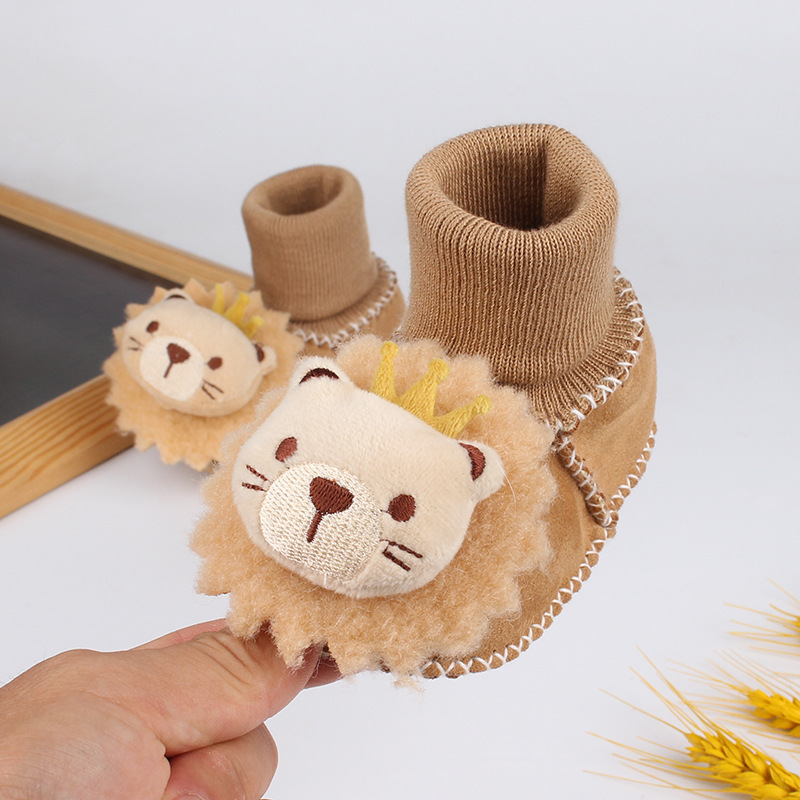 Осенние и зимние детские ботинки 0-1 года, флисовые теплые ботинки и носки, мягкое дно, не падают