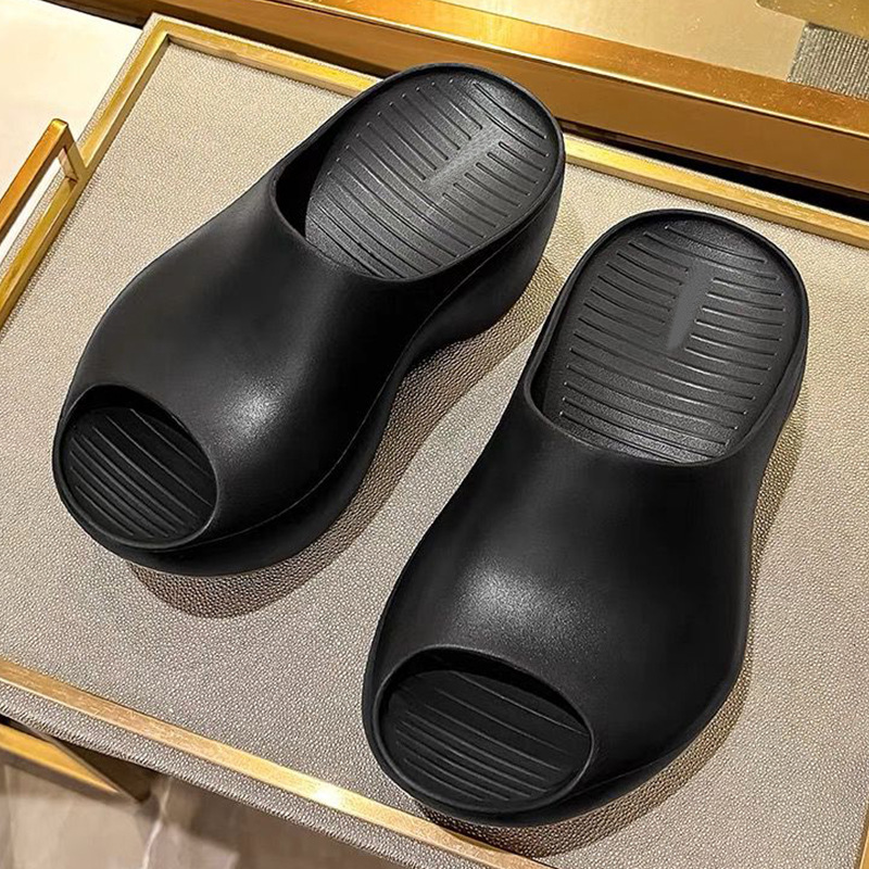 Летние EVA тапочки с толстой подошвой, открытые полутапочки с рыбьим ртом, обувь с увеличением роста для женщин, ощущение пустоты после наступления на экскременты