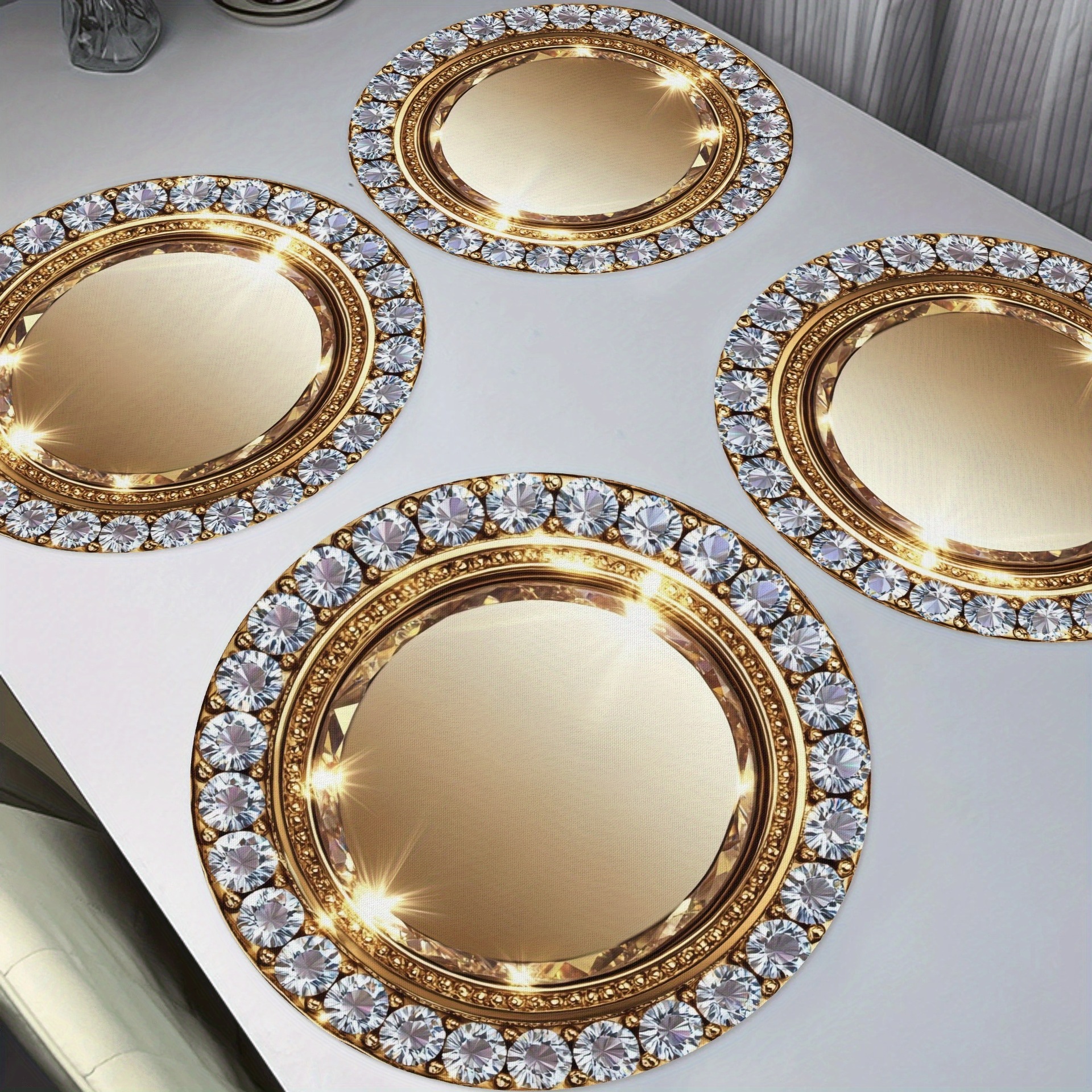 Хит продаж Temu, круглые подставки с 2D печатью в алмазном узоре, льняные подставки в богемном стиле, индивидуальные с изображениями