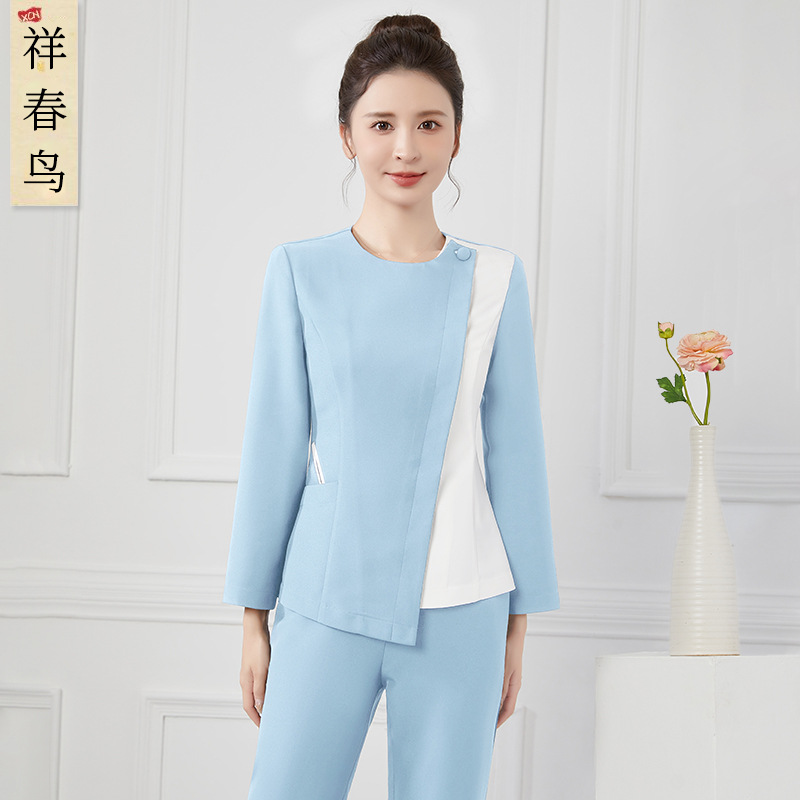 Элитная медицинская рабочая одежда для женщин, весна-осень, длинные рукава, униформа медсестер, расклешенный костюм для стоматологии и аптек