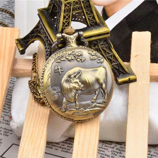 Stall pocket watch 12 zodiac commemorative pocket watch necklace retro large pocket watch twelve Zodiac pocket watch large pocket watch