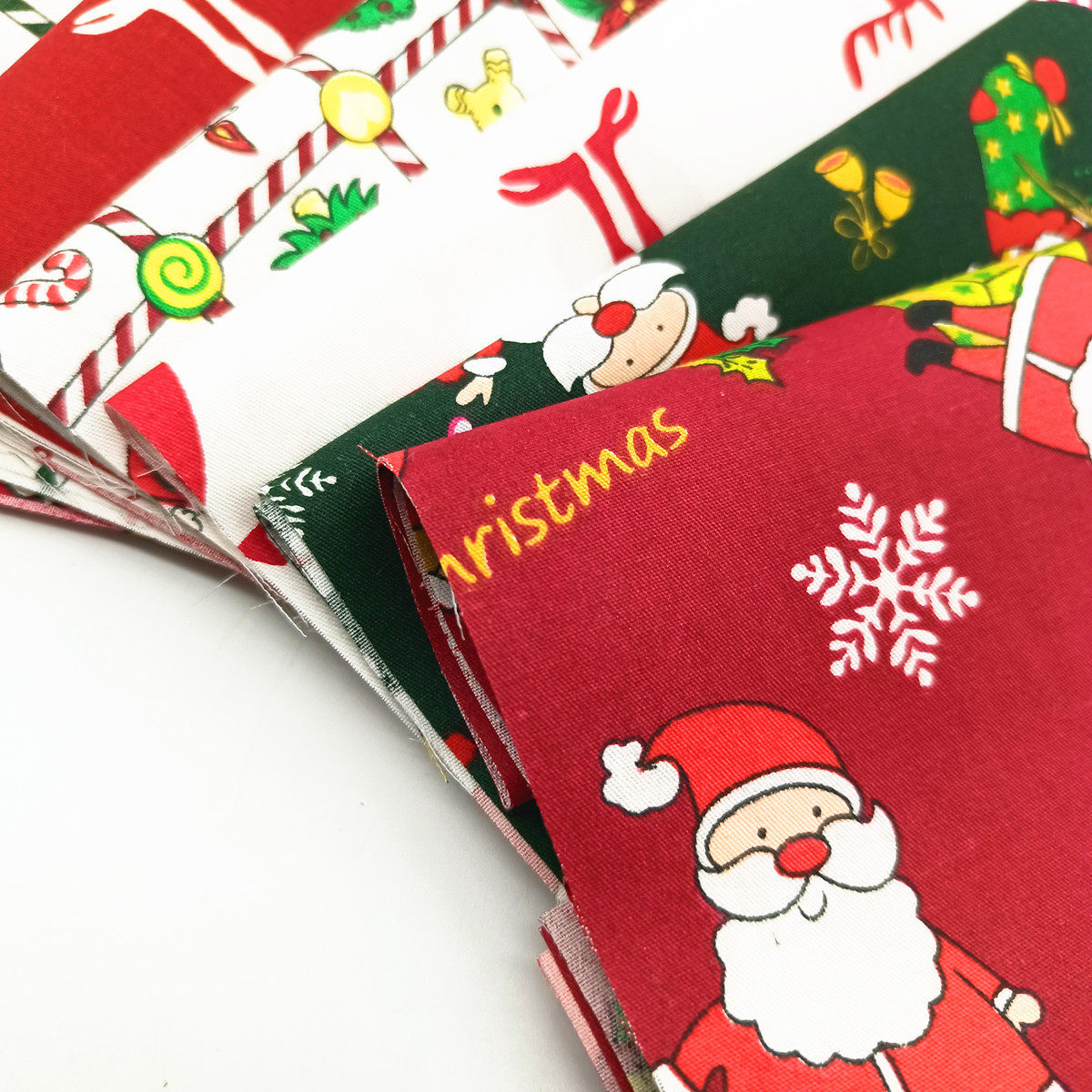 Cross-Border Cartoon Christmas Series Printed Fabric DIY Handmade Patchwork Cloth Set Christmas Decorative Cloth Small Cloth Head Cotton Cloth
