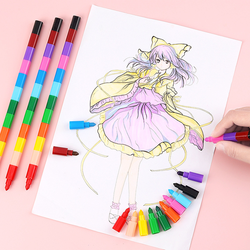 Cross-border single building block 12 color stitching crayon 8 color art painting oil painting stick 6 color graffiti filling crayon spot
