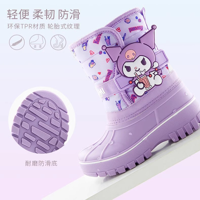 Sanrio new children's snow boots girls' waterproof non-slip thick warm rain boots children's all-match cotton boots wholesale
