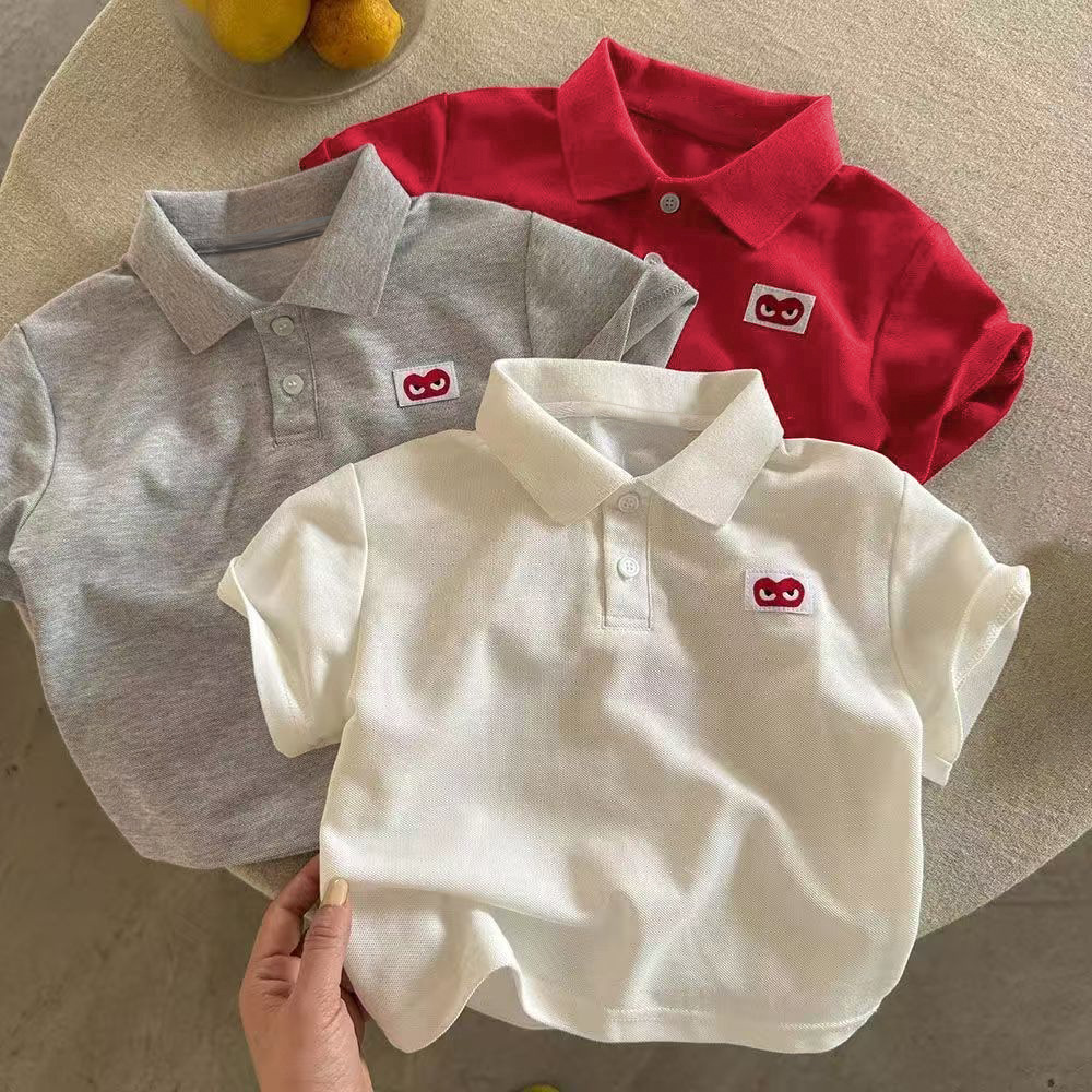 Summer New Cartoon Western Style Boys and Girls Children Baby Cute Lar Short Sleeve T-shirt Polo Shirt Top Children's Fashion