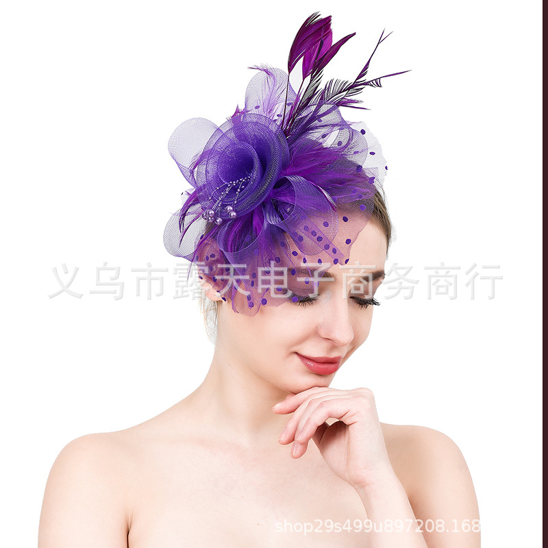 European and American Explosions Feather Headwear Horse Racing Festival Cock Stage Performance Cheongsam Hair Accessories Twist Yangko Square Dance Headflower